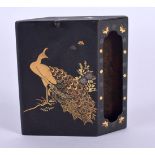 A LATE 19TH CENTURY JAPANESE MEIJI PERIOD MIXED METAL MATCH BOX HOLDER of flattened form. 6 cm x 5.5