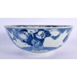 AN 18TH/19TH CENTURY CHINESE BLUE AND WHITE PORCELAIN BOWL Qing, possibly Vietnamese market. 21 cm d