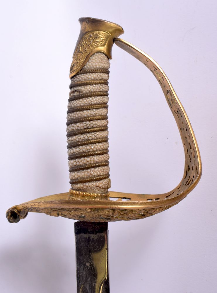 AN ANTIQUE SHAGREEN HANDLED SWORD. 97 cm long. - Bild 5 aus 9