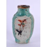 A 19TH CENTURY CHINESE ROBINS EGG PORCELAIN SNUFF BOTTLE Qing. 4.5 cm x 2.5 cm.