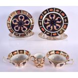 Early 20th century Royal Crown Derby pattern 1128, two cups, saucers and side plates. Plates 16cm d
