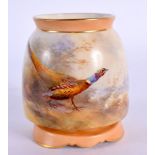 Royal Worcester vase painted with a pheasant by Jas. Stinton, signed, shape 991 , date mark 1903. 7