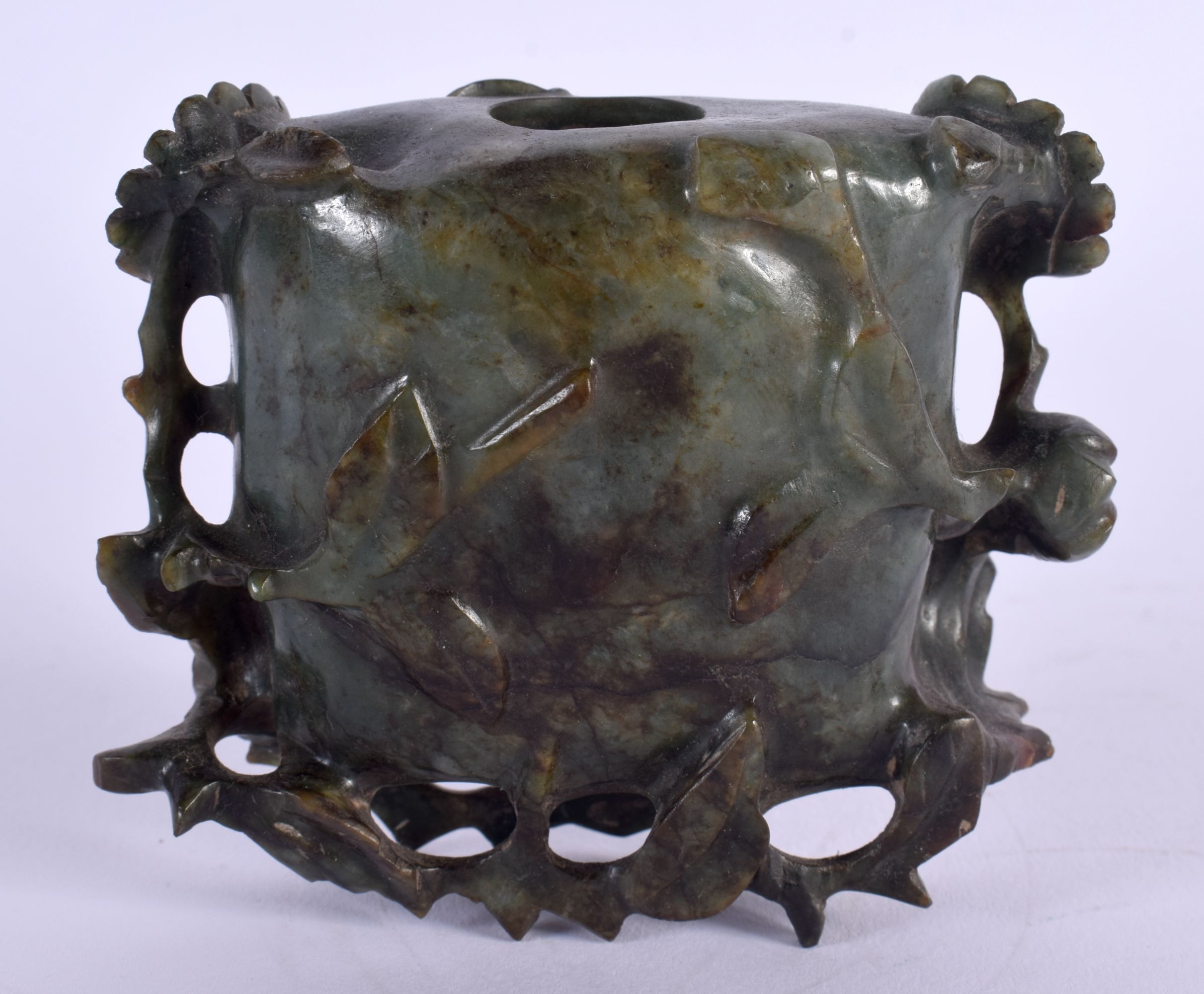 A 19TH CENTURY CHINESE CARVED MUTTON JADE BRUSH WASHER Qing. 7 cm x 7.5 cm.
