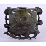 A 19TH CENTURY CHINESE CARVED MUTTON JADE BRUSH WASHER Qing. 7 cm x 7.5 cm.