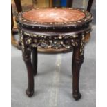 A 19TH CENTURY CHINESE MOTHER OF PEARL INLAID MARBLE TABLE. 51 cm x 44 cm.