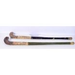 A vintage Springbok field hockey stick endorsed by the Indian Olympic team 1936 together with a Faza