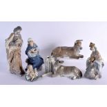 A RARE LLADRO CHRISTMAS NATIVITY SET. Largest 35 cm high. (5)