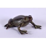 A JAPANESE BRONZE TOAD. 4 cm x 3 cm.