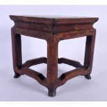 A SMALL 19TH CENTURY CHINESE MARBLE INSET HARDWOOD STAND Qing. 13 cm x 11 cm.