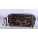 A LARGE EARLY 19TH CENTURY CHINESE EXPORT BLACK LACQUER BOX Qing. 32 cm x 22 cm.