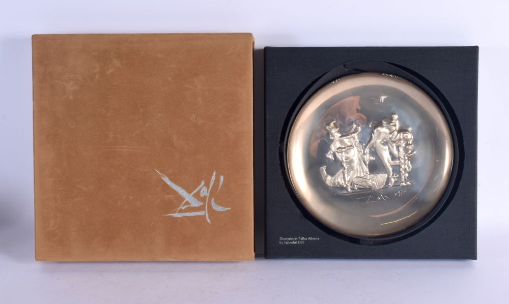 A BOXED SALVADOR DALI SILVER PLATE. 24 cm wide. - Image 4 of 4