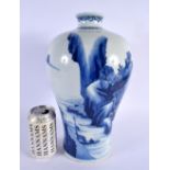 A LARGE 19TH CENTURY CHINESE BLUE AND WHITE PORCELAIN MEIPING VASE Qing, painted with figures in lan