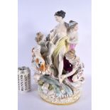 A VERY LARGE 19TH CENTURY GERMAN PORCELAIN FIGURAL GROUP in the manner of Meissen, modelled with fig