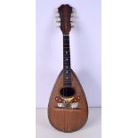 AN ANTIQUE ITALIAN MANDOLIN inlaid in tortoiseshell. 55 cm long.