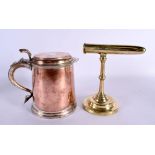 A GEORGE III OLD SHEFFIELD PLATED TANKARD inset with a silver coin, together with an antique gofferi