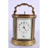 AN ANTIQUE FRENCH BRASS REPEATING CARRIAGE CLOCK with triple altering mechanism to the base. 16.5 cm