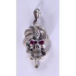 A SILVER SKULL PENDANT. 13 grams. 5.75 cm x 2.5 cm.