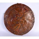 A RARE ANTIQUE ST PAULS PROBATION OFFICE COPPER ALLOY PANEL. 28 cm diameter.