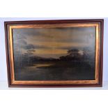 A 19th Century framed oil on canvas of a river scene 55 x 85 cm