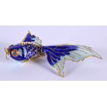 A CHINESE YELLOW METAL AND ENAMEL FISH 20th Century. 12 cm x 7 cm.