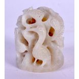 A CHINESE CARVED JADE FINIAL 20th Century. 4 cm x 3 cm.