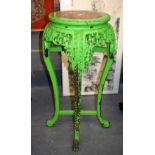 A 19TH CENTURY CHINESE GREEN PAINTED HARDWOOD STAND Qing. 90 cm x 40 cm.