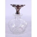 A STERLING SILVER CUT GLASS SCENT BOTTLE. 13 cm x 9 cm.