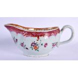 AN 18TH CENTURY CHINESE EXPORT FAMILLE ROSE PORCELAIN SAUCE BOAT Qianlong. 16 cm wide.