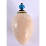 AN 18TH/19TH CENTURY INDIAN CARVED MARBLE SNUFF BOTTLE AND STOPPER. 6.5 cm x 3.5 cm.