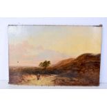 A 19th Century Oil on canvas depicting figures in a landscape 37 x 57 cm