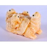 A JAPANESE CARVED BONE TOAD NETSUKE. 5 cm x 3 cm.