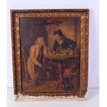 A framed 19th Century Oil on board signed indistinctly possibly Dutch 37 x 29 cm.