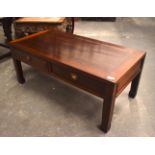 A CHINESE REPUBLICAN PERIOD HARDWOOD LOW COFFEE TABLE. 100 cm x 50 cm x 44 cm.