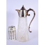 AN EDWARDIAN SILVER MOUNTED CUT GLASS CLARET JUG. Sheffield 1901. 30 cm x 16 cm.