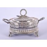 A LOVELY VICTORIAN TWIN HANDLED SILVER BUTTER DISH AND COVER. Sheffield 1875. Silver 442 grams. 20 c