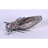 A WHITE METAL BUG BROOCH. 4.6cm x 2.3cm x 1.4cm, weight 9.4g