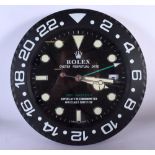 A ROLEX SHOP DISPLAY ADVERTISING WALL CLOCK. 33 cm diameter.