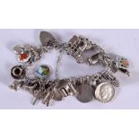 A SILVER CHARM BRACELET. 51 grams. 18 cm long.