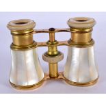 ANTIQUE PAIR OF MOTHER-OF-PEARL OPERA GLASSES. 6cm retracted, 8cm extended