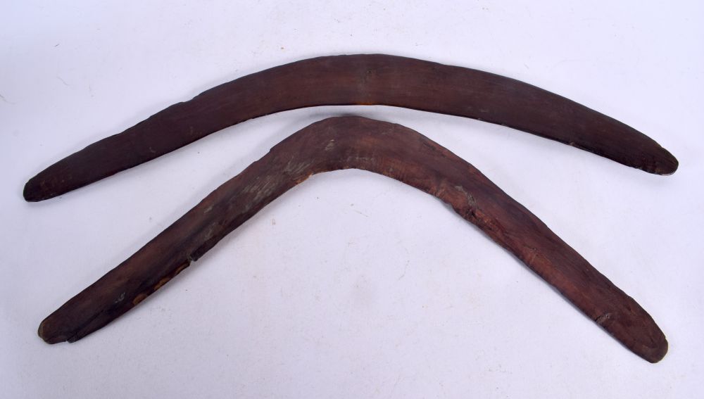 TWO EARLY TRIBAL ABORIGINAL BOOMERANGS. 45 cm wide. (2) - Image 2 of 2