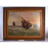 Edward King Redmore (C1860) Pair, Oil on Board, Junks at sea. 78 cm x 58 cm.