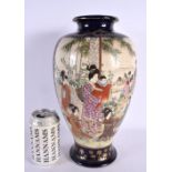 A LARGE 19TH CENTURY JAPANESE MEIJI PERIOD SATSUMA VASE painted with figures. 32 cm high.