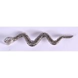 A SILVER MARCASITE SNAKE PENDANT. 8.5 grams. 8.25 cm x 1.75 cm.