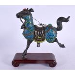 AN UNUSUAL EARLY 20TH CENTURY CHINESE SILVER AND ENAMEL FIGURE OF A HORSE Late Qing/Republic. 117 gr