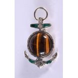 A SILVER TIGERS EYE BROOCH. 7 grams. 4 cm x 2.25 cm.