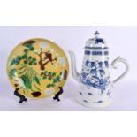 A RARE 18TH CENTURY CHINESE EXPORT BLUE AND WHITE LIGHTHOUSE FORM COFFEE POT Qianlong, together with