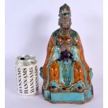 A 17TH CENTURY CHINESE SANCAI GLAZED FIGURE OF AN OFFICIAL Ming/Qing. 27 cm x 12 cm.