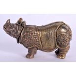 A BRASS RHINOCEROS VESTA CASE. 67 grams. 7 cm x 3.5 cm.