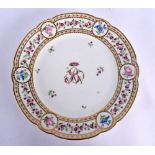 18th c. Clignancourt plate painted with a crest, stencilled ‘M’ in red for Monsuier, later Louis XVI