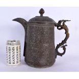 A LARGE 17TH/18TH CENTURY MIDDLE EASTERN MIXED ALLOY JUG AND COVER decorated all over with foliage a